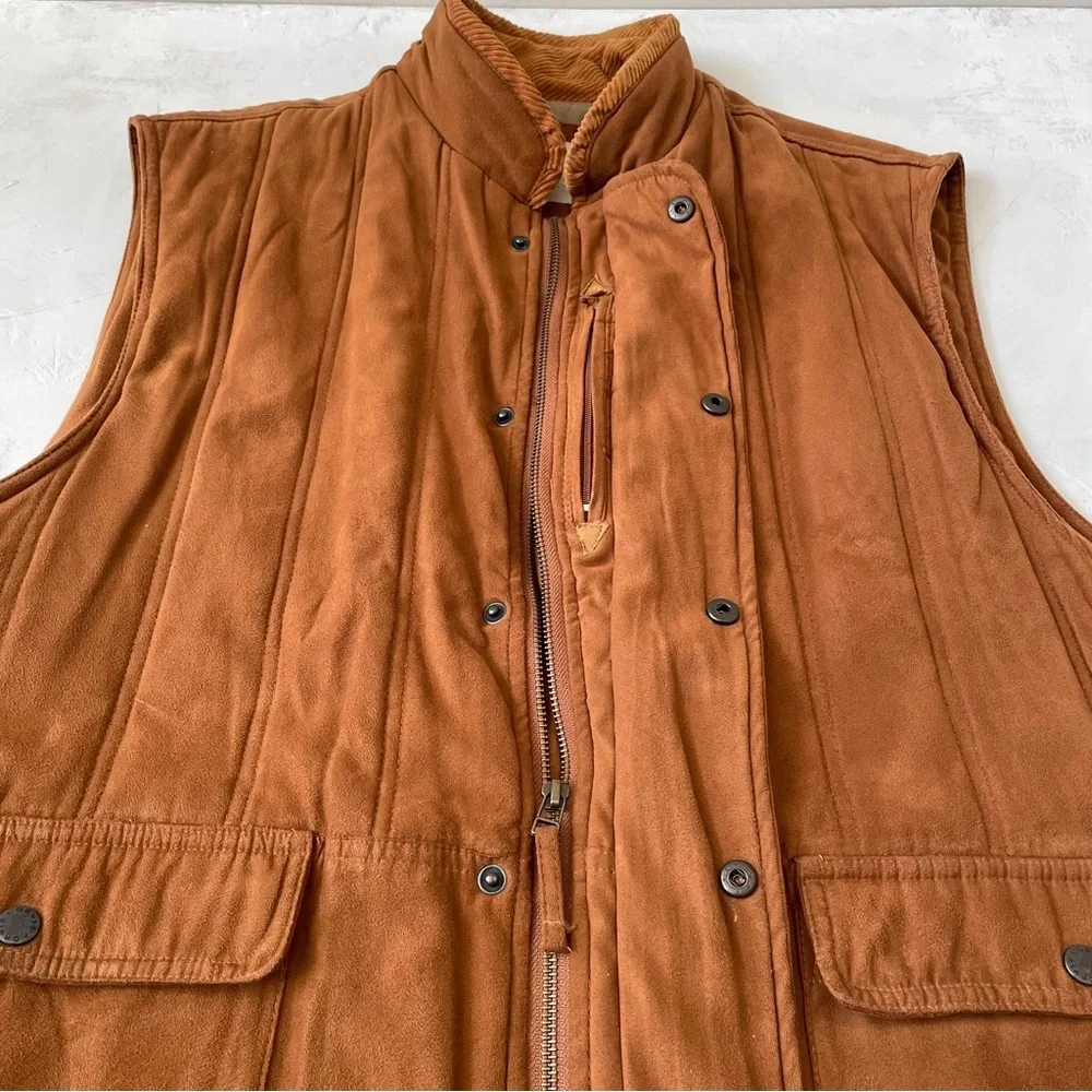 Orvis Mens Vest Brown Burnt Amber Sueded Polyester Corduroy Collar Size XL - Picture 4 of 8
